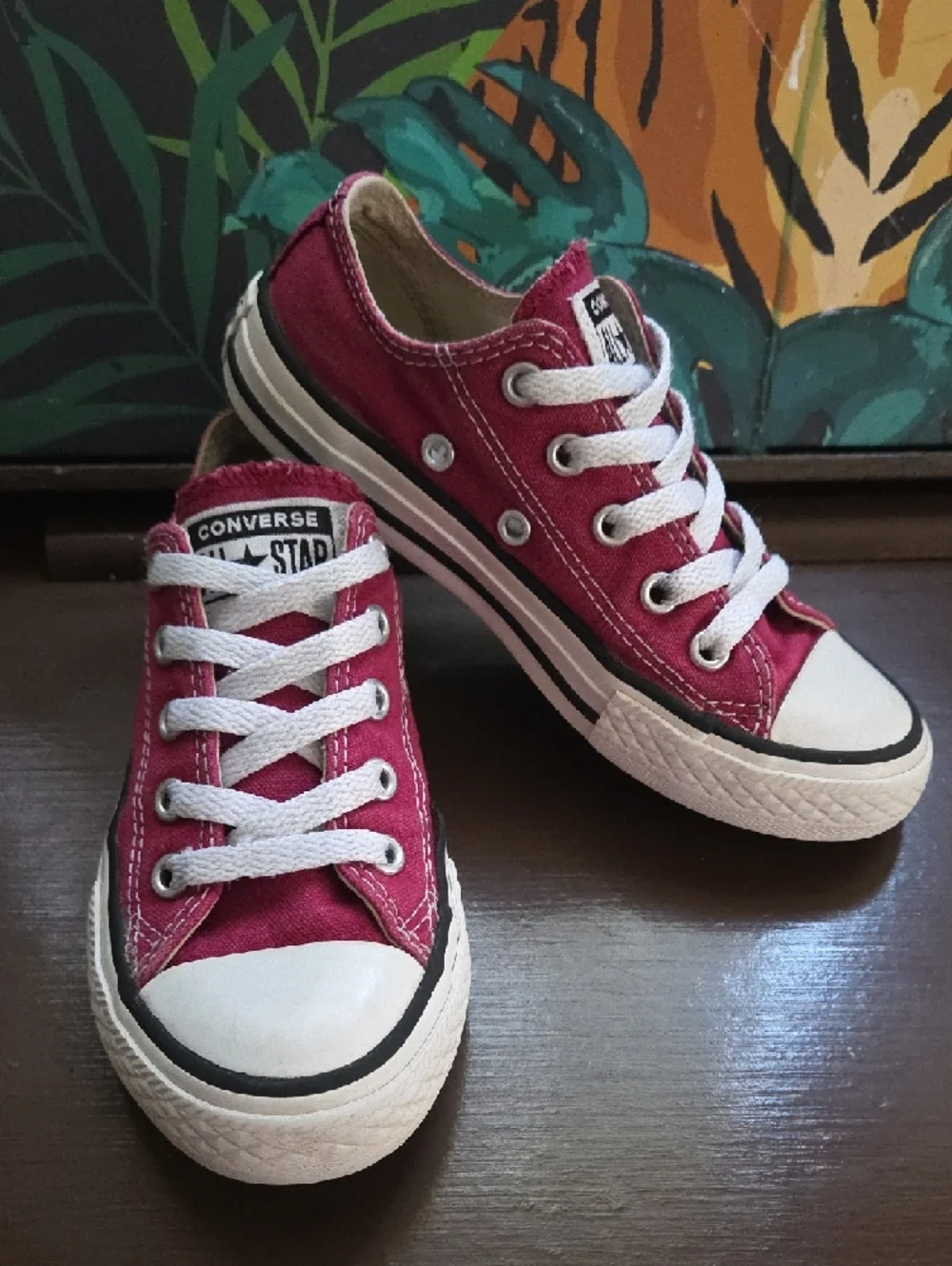 Converse Low Top Sneakers - Berry Red & White